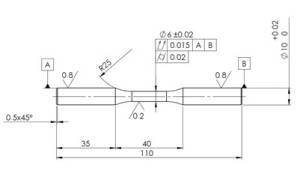  The specimen for fatigue tests according to ISO-1143